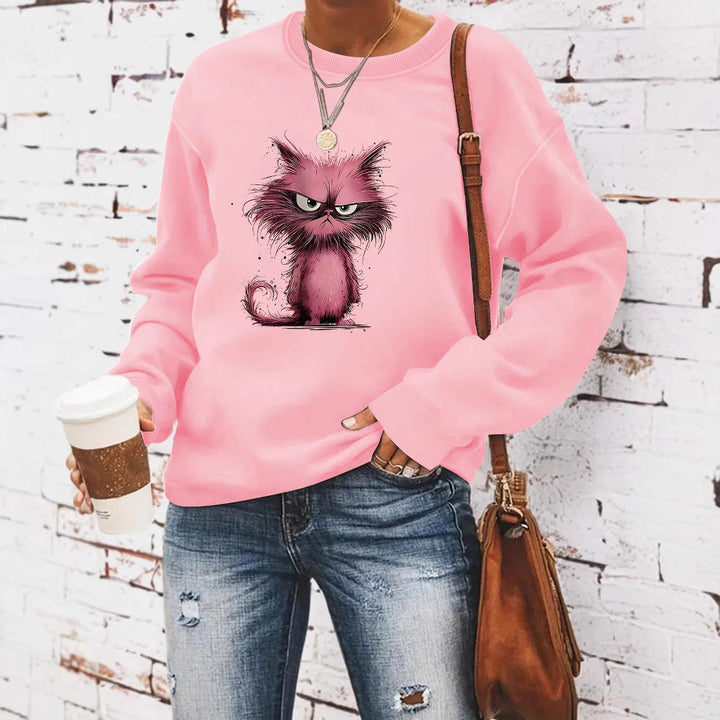 Kvinna sweatshirt med kreativ kattmotiv Mirla-Eva Jonsson