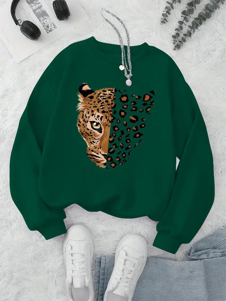 Kvinna sweatshirt med leopardmotiv Mirla-Eva Jonsson