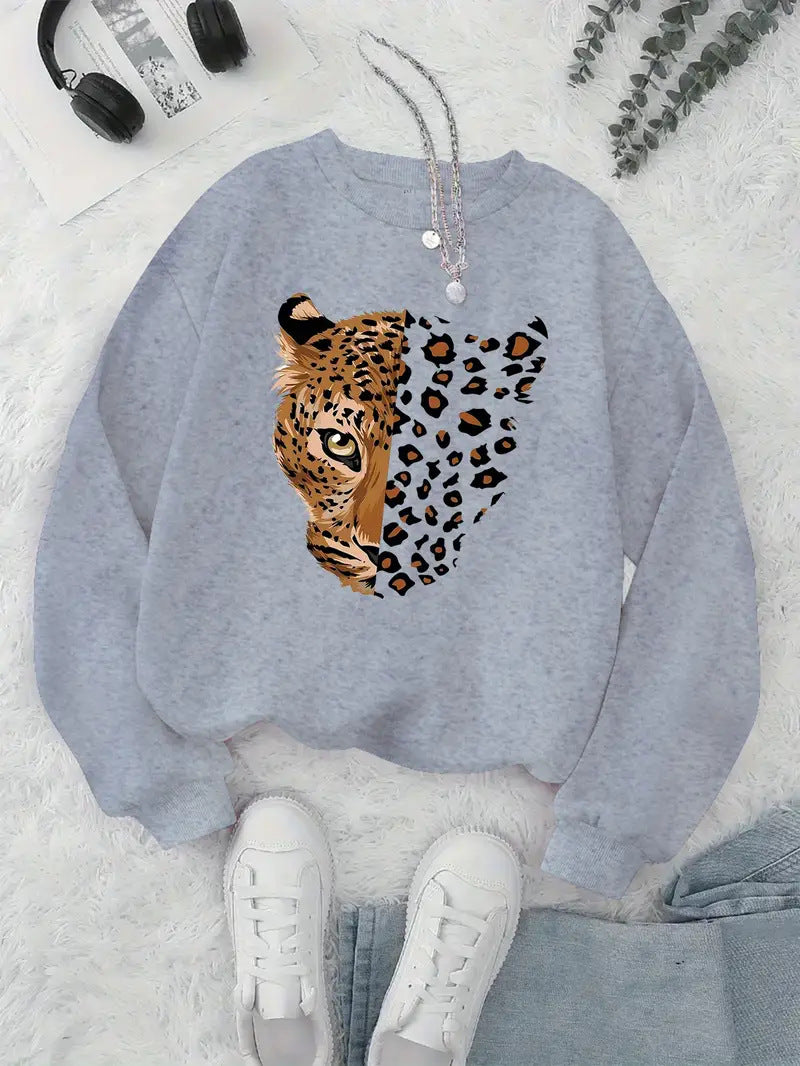 Kvinna sweatshirt med leopardmotiv Mirla-Eva Jonsson