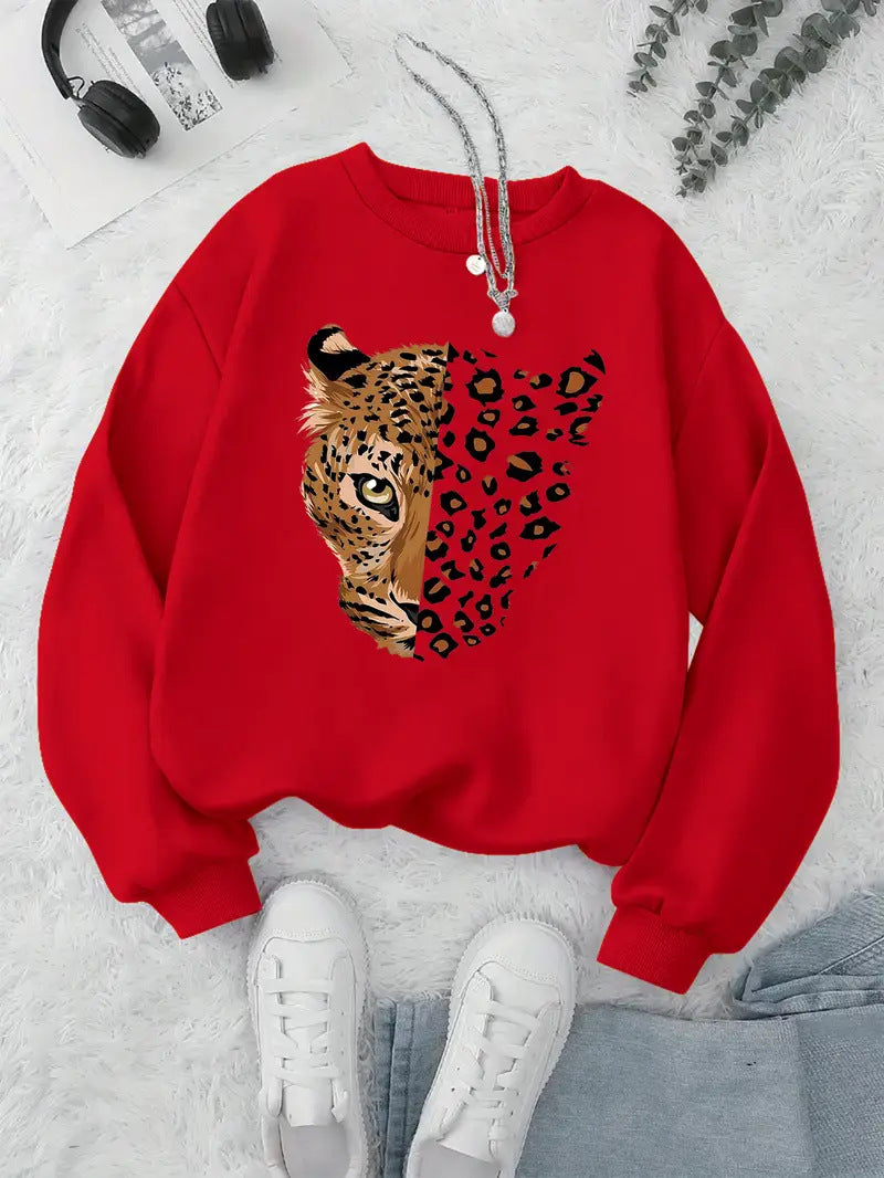 Kvinna sweatshirt med leopardmotiv Mirla-Eva Jonsson