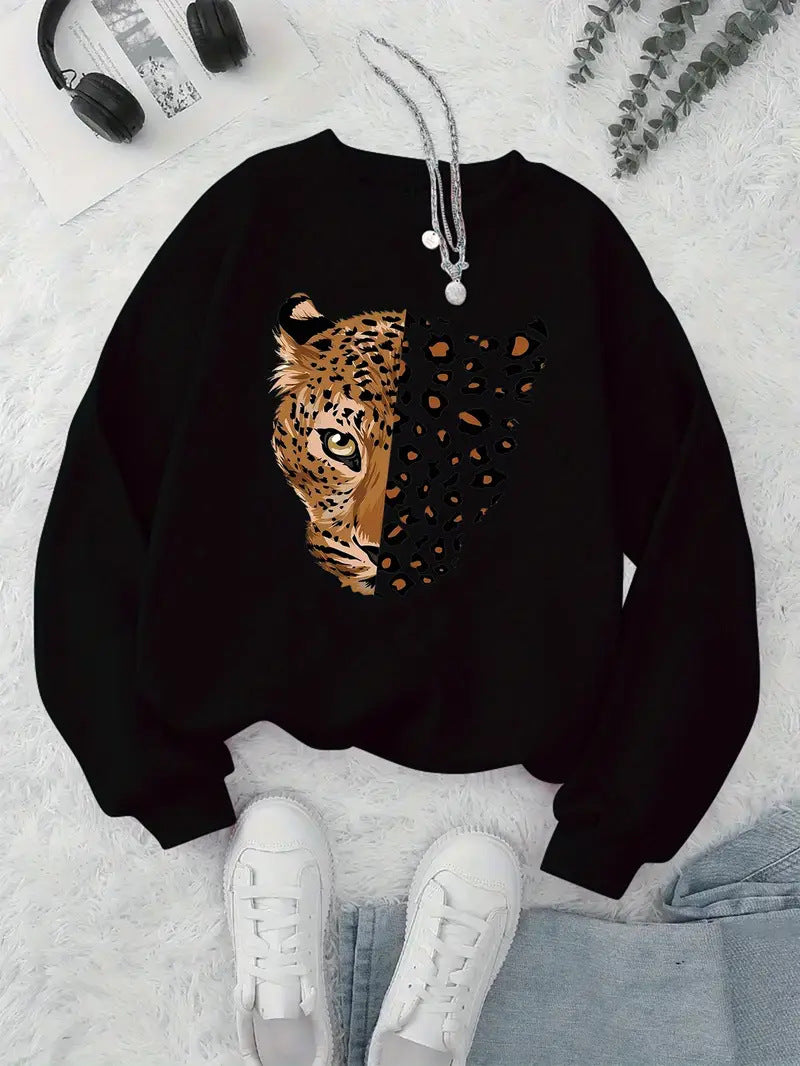 Kvinna sweatshirt med leopardmotiv Mirla-Eva Jonsson