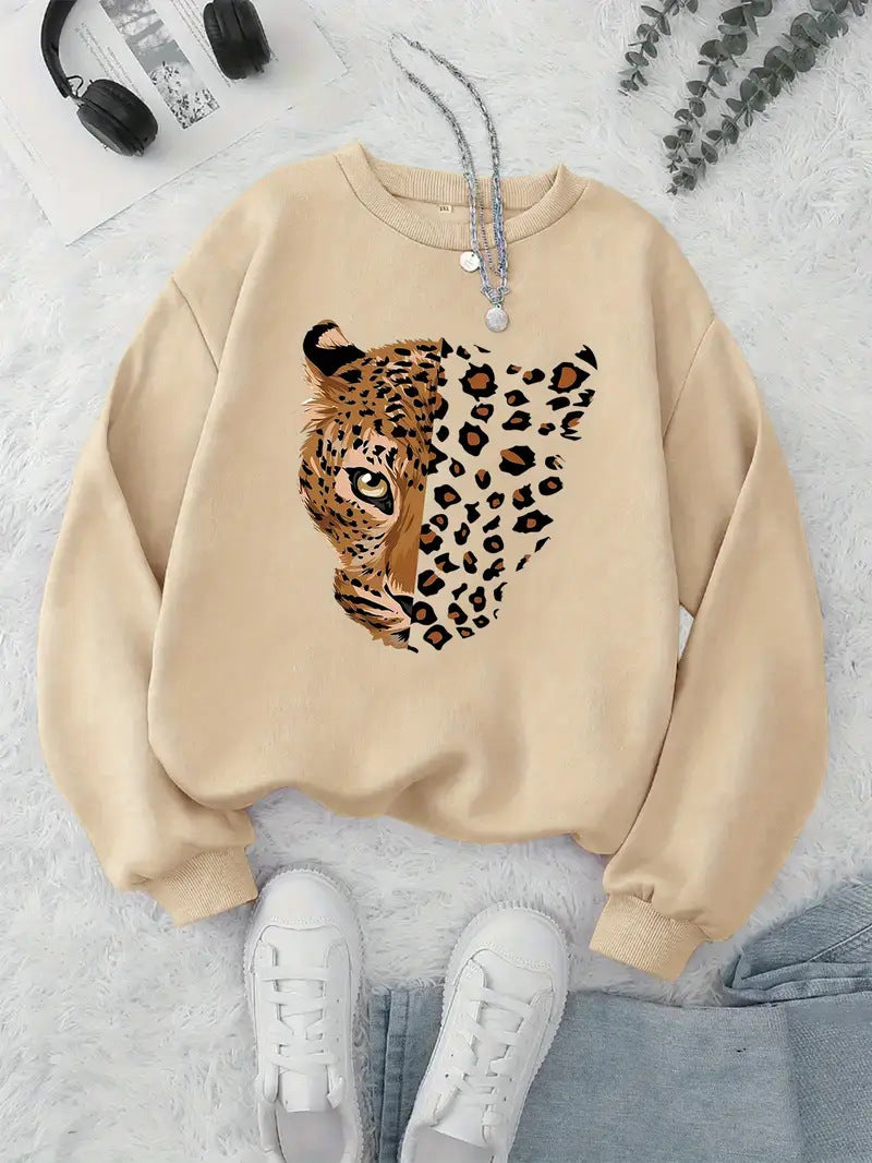 Kvinna sweatshirt med leopardmotiv Mirla-Eva Jonsson