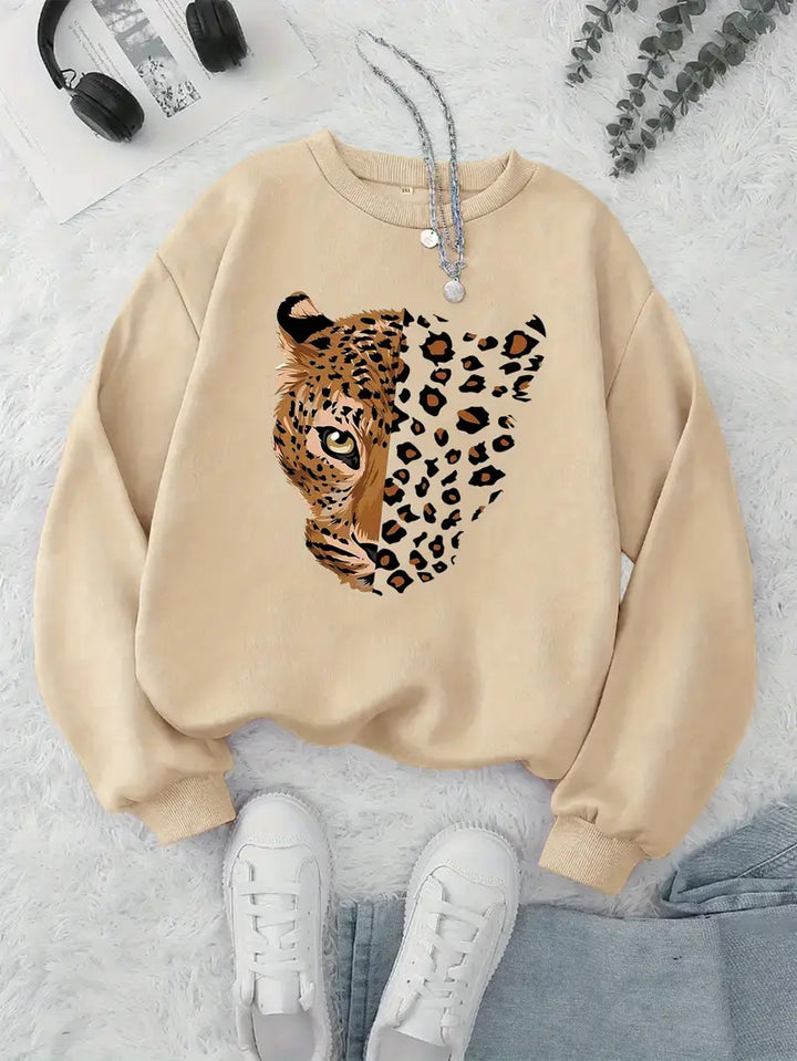 Kvinna sweatshirt med leopardmotiv Mirla-Eva Jonsson