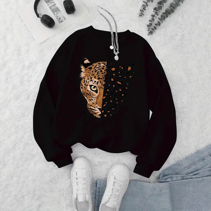 Kvinna sweatshirt med leopardmotiv Mirla-Eva Jonsson