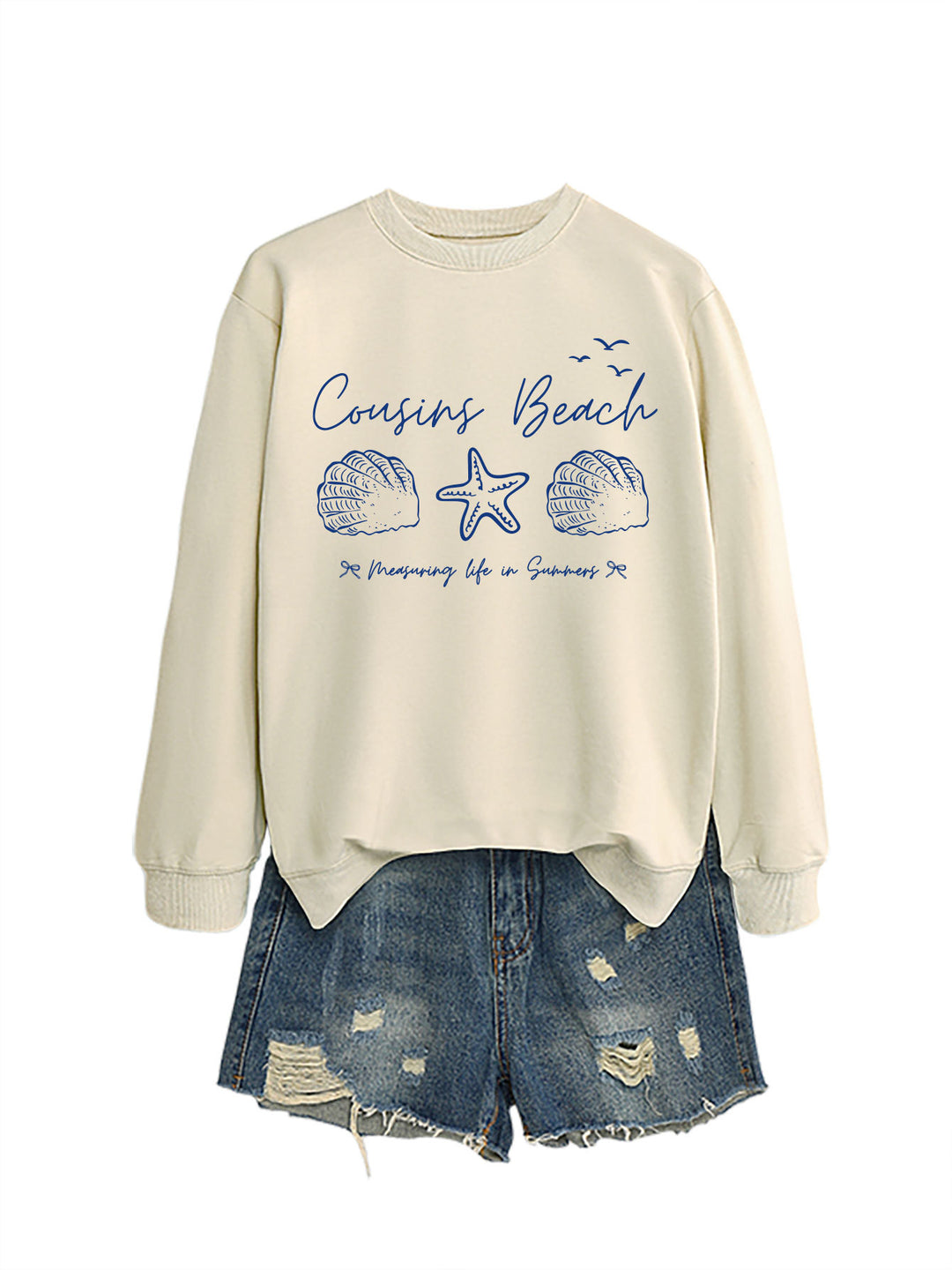 Kvinna sweatshirt med maritimt motiv och bekväm passform Mirla-Eva Jonsson