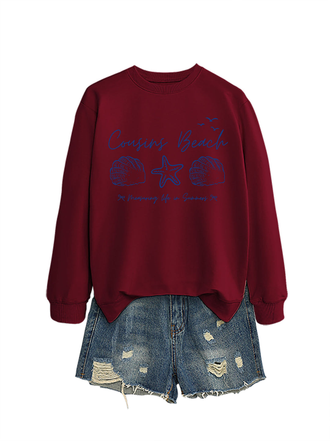 Kvinna sweatshirt med maritimt motiv och bekväm passform Mirla-Eva Jonsson