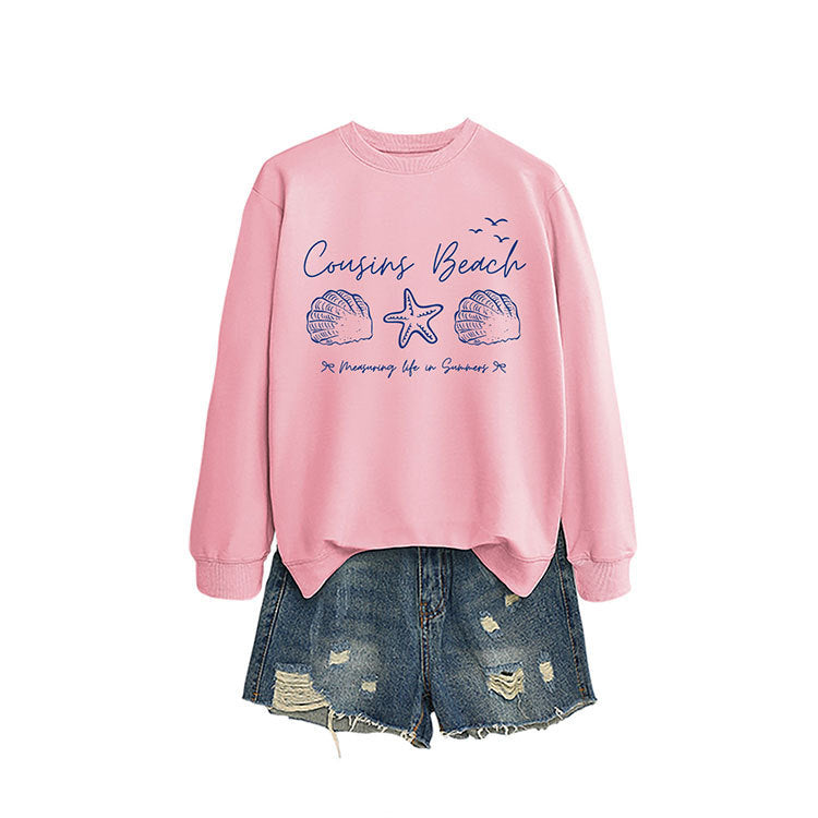 Kvinna sweatshirt med maritimt motiv och bekväm passform Mirla-Eva Jonsson