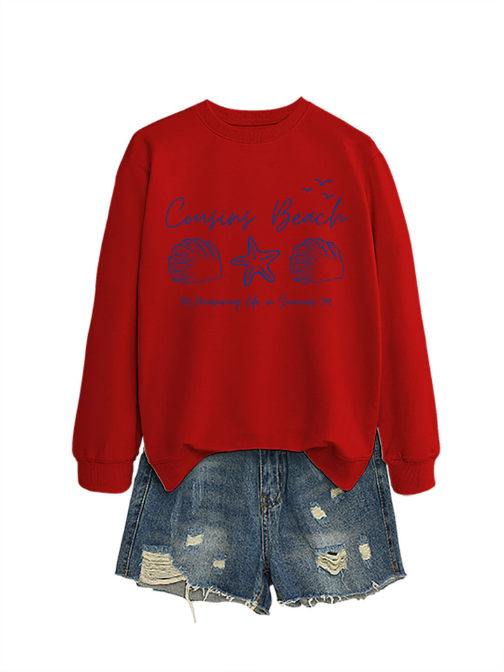 Kvinna sweatshirt med maritimt motiv och bekväm passform Mirla-Eva Jonsson
