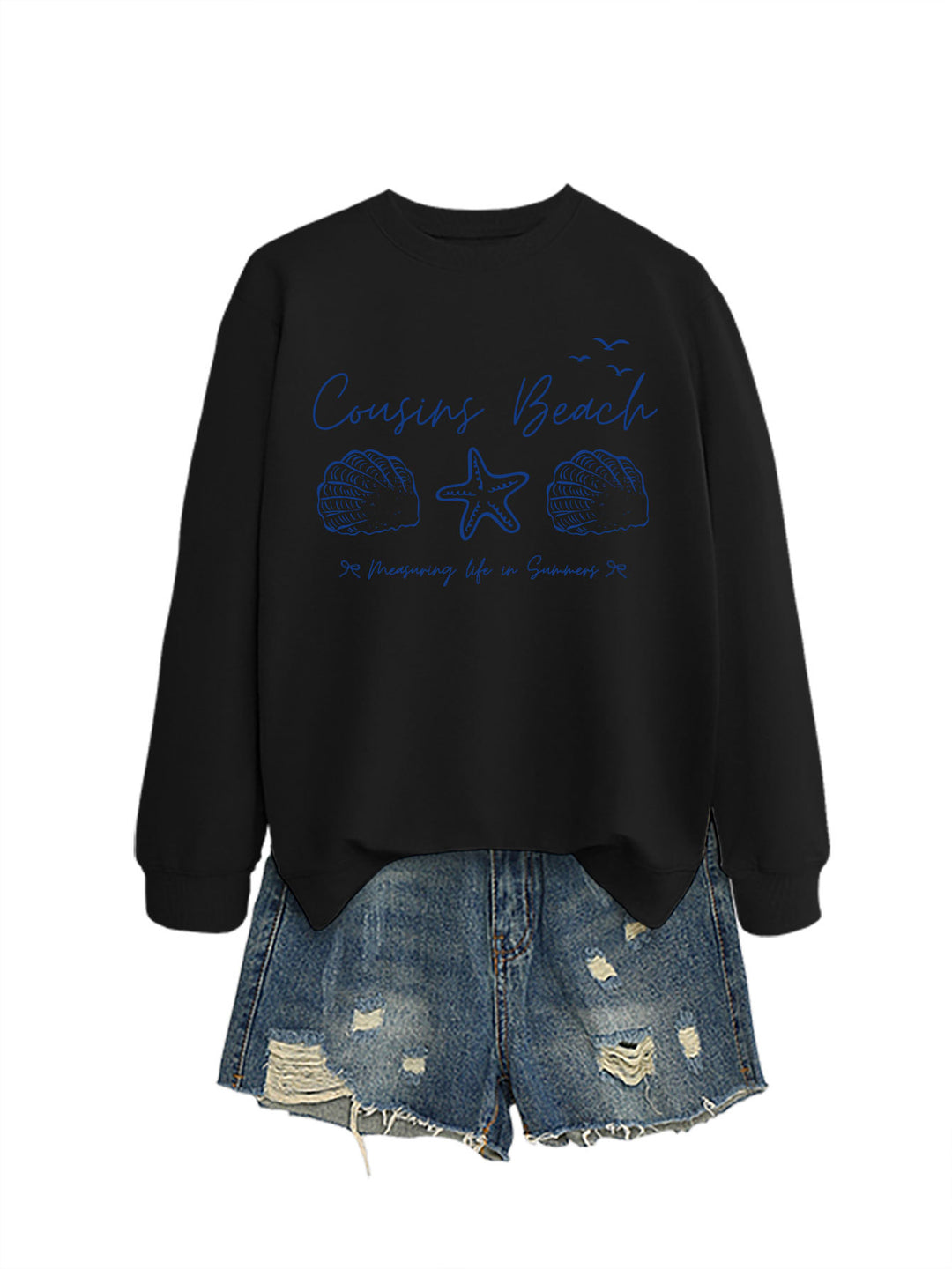 Kvinna sweatshirt med maritimt motiv och bekväm passform Mirla-Eva Jonsson