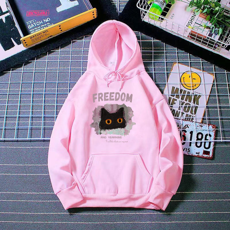 Kvinnas hoodie med kreativ katt design Mirla-Eva Jonsson