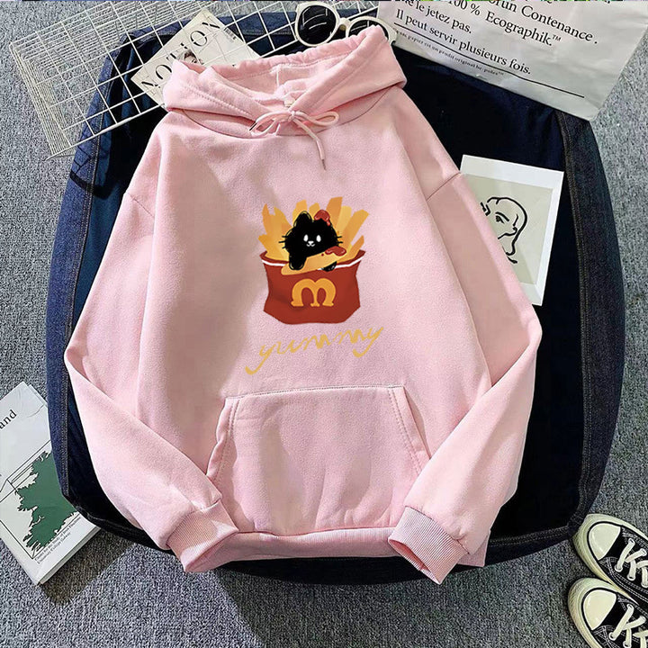 Kvinnas hoodie med kreativ katt design Mirla-Eva Jonsson