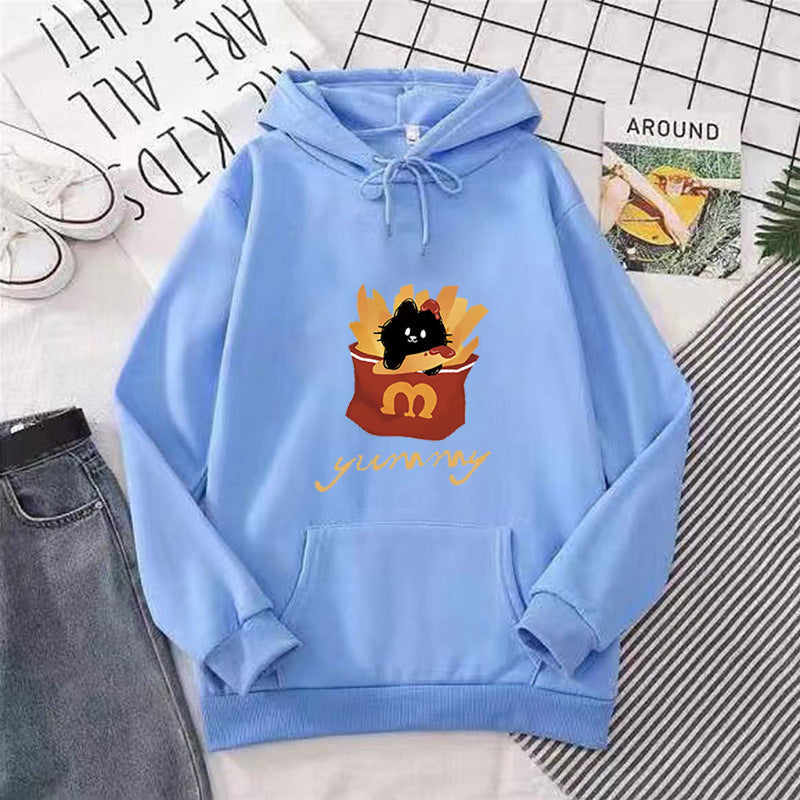 Kvinnas hoodie med kreativ katt design Mirla-Eva Jonsson