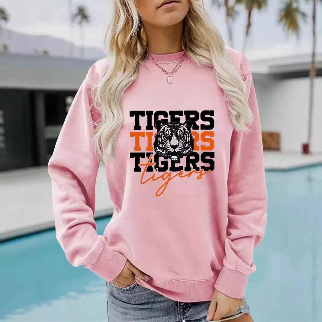 Kvinnas sweatshirt med djurisk tigerdesign och avslappnad passform Mirla-Eva Jonsson