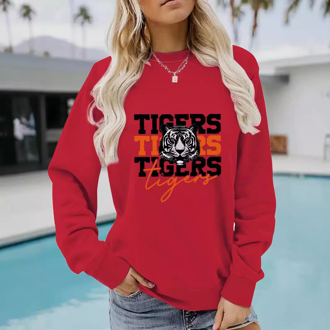 Kvinnas sweatshirt med djurisk tigerdesign och avslappnad passform Mirla-Eva Jonsson