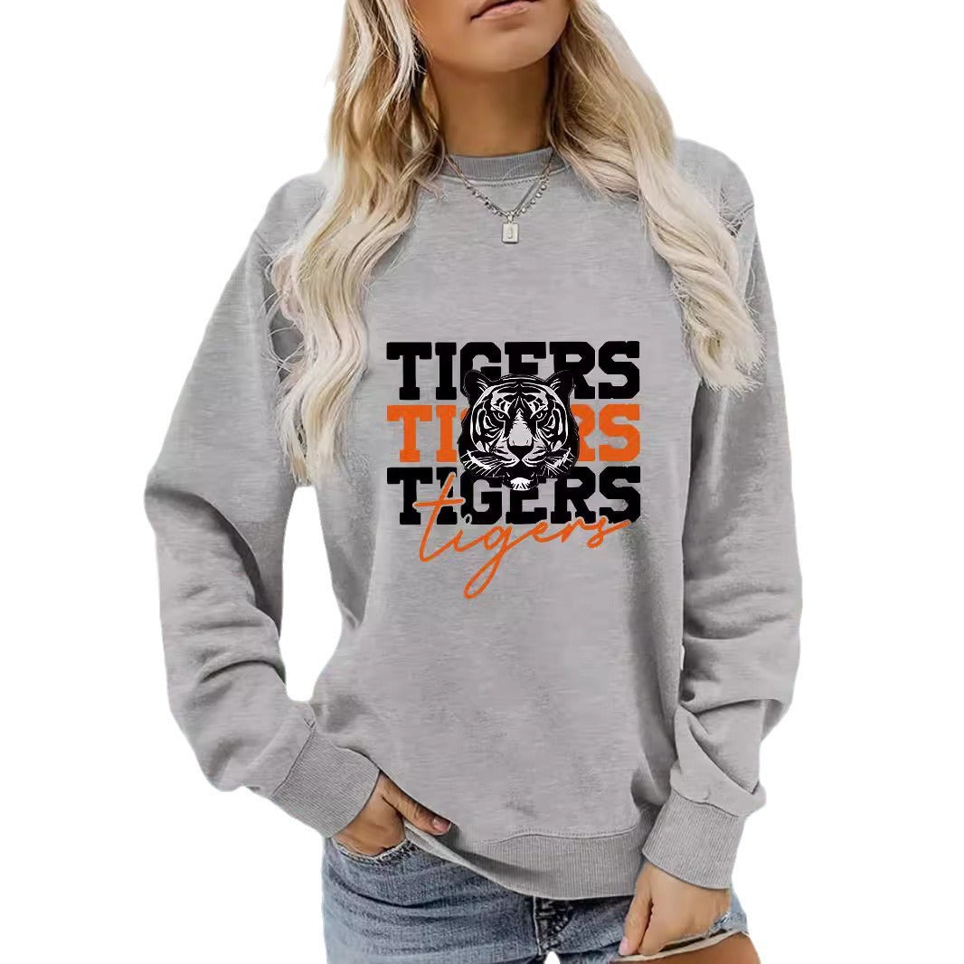 Kvinnas sweatshirt med djurisk tigerdesign och avslappnad passform Mirla-Eva Jonsson