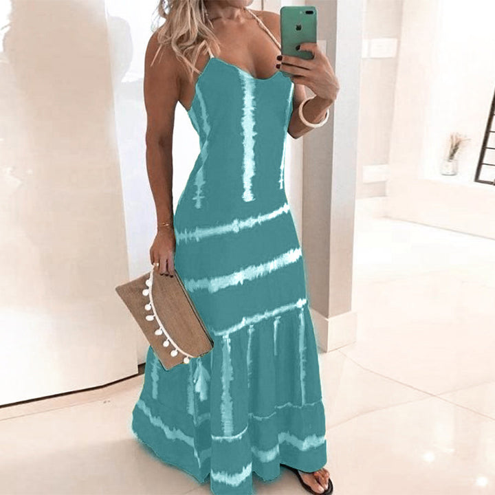 Kvinno Spaghetti Rem Maxi Klänning med Florescence Detaljer Mirla-Eva Jonsson
