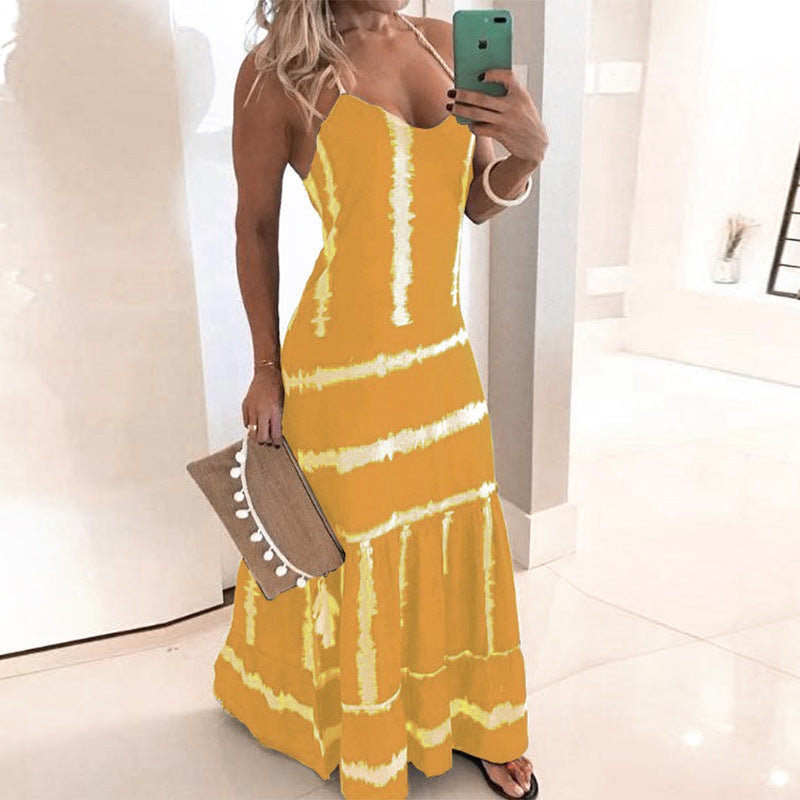 Kvinno Spaghetti Rem Maxi Klänning med Florescence Detaljer Mirla-Eva Jonsson
