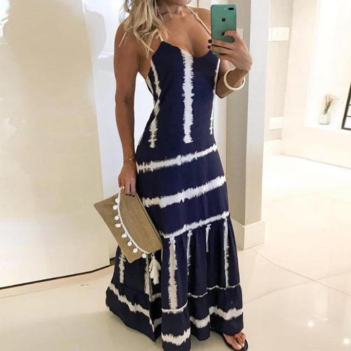 Kvinno Spaghetti Rem Maxi Klänning med Florescence Detaljer Mirla-Eva Jonsson