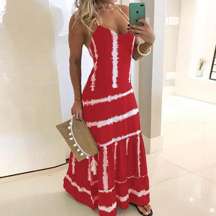 Kvinno Spaghetti Rem Maxi Klänning med Florescence Detaljer Mirla-Eva Jonsson
