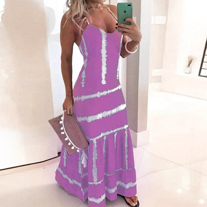 Kvinno Spaghetti Rem Maxi Klänning med Florescence Detaljer Mirla-Eva Jonsson