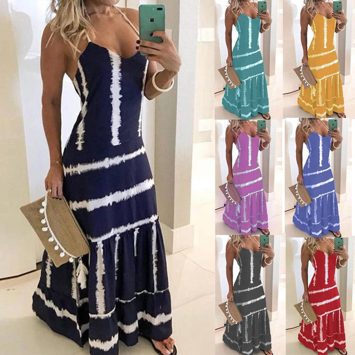Kvinno Spaghetti Rem Maxi Klänning med Florescence Detaljer Mirla-Eva Jonsson