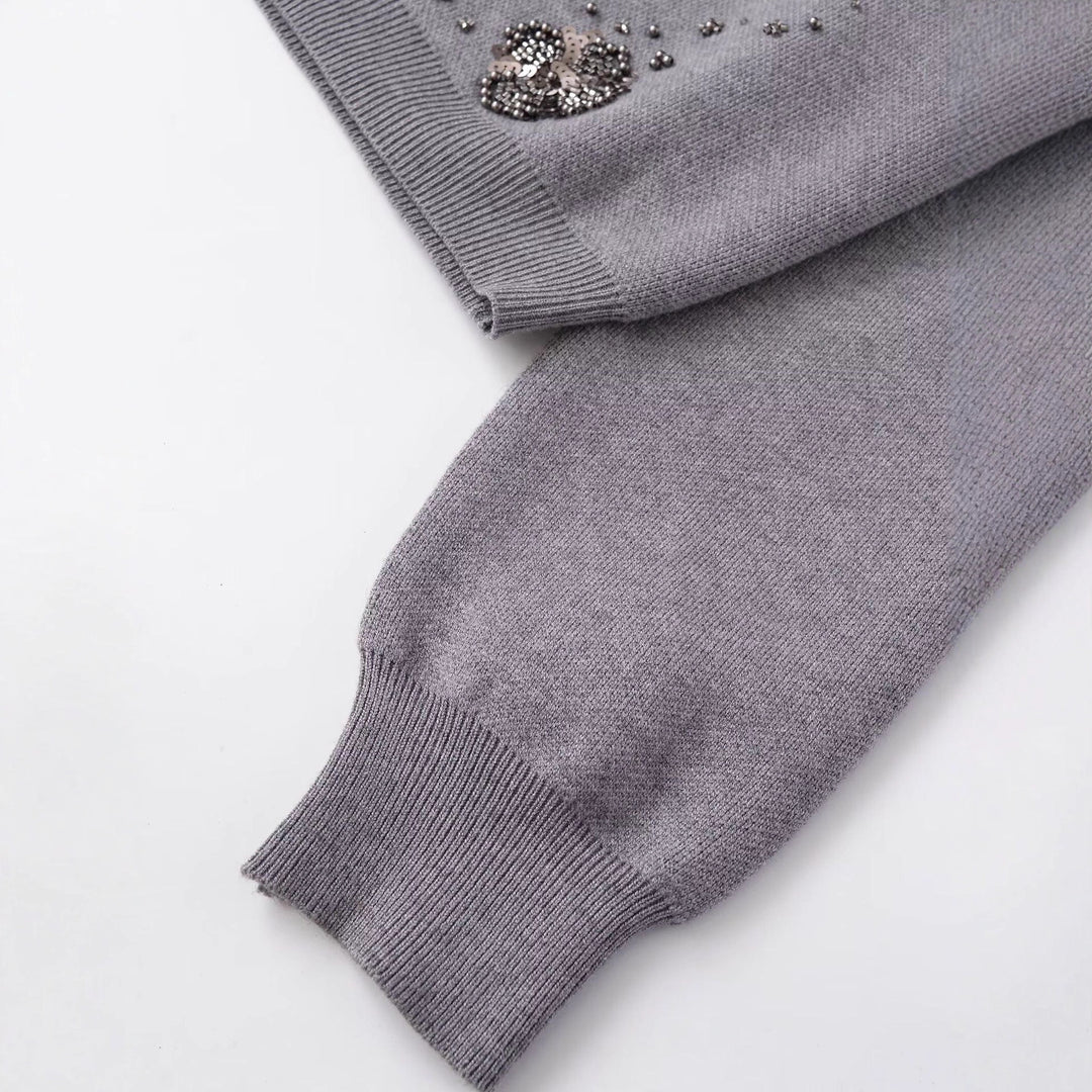 Kvinno cardigan med glittrande blomdetaljer Mirla-Eva Jonsson