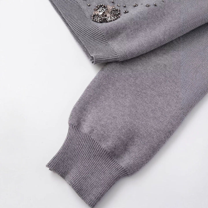 Kvinno cardigan med glittrande blomdetaljer Mirla-Eva Jonsson