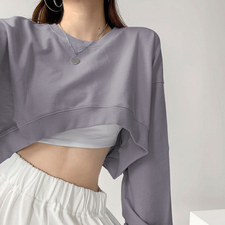 Kvinno casual crop sweatshirt med löst sittande ärmar och modernt snitt-Eva Jonsson