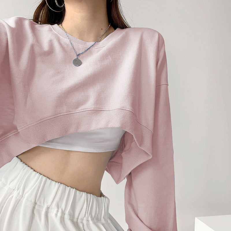 Kvinno casual crop sweatshirt med löst sittande ärmar och modernt snitt-Eva Jonsson