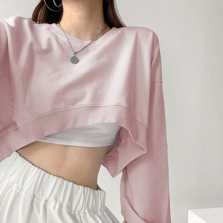 Kvinno casual crop sweatshirt med löst sittande ärmar och modernt snitt-Eva Jonsson