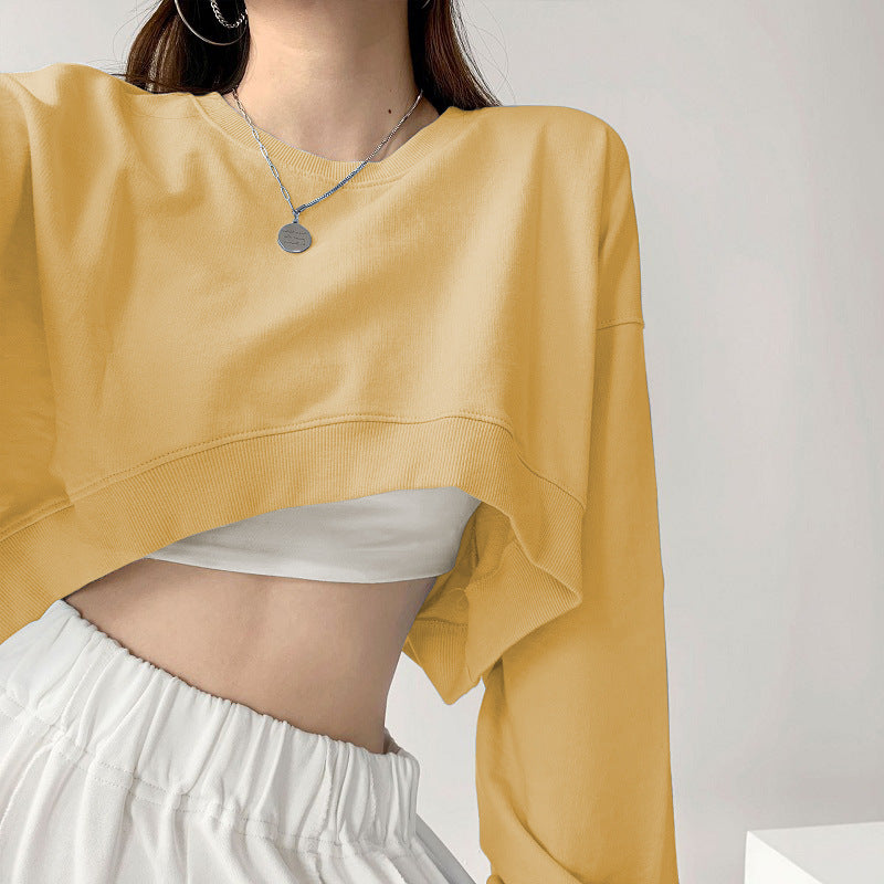 Kvinno casual crop sweatshirt med löst sittande ärmar och modernt snitt-Eva Jonsson