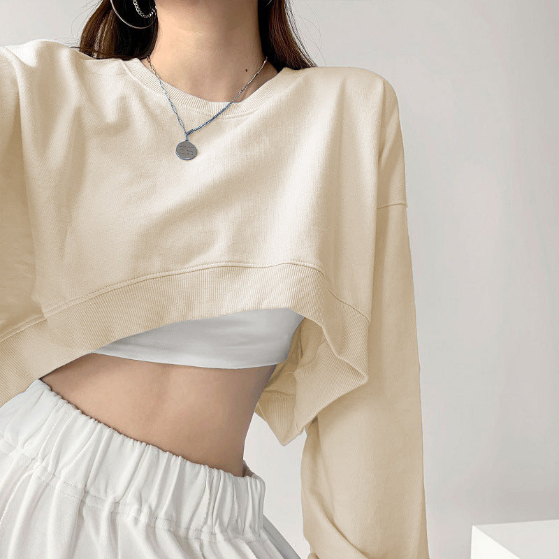 Kvinno casual crop sweatshirt med löst sittande ärmar och modernt snitt-Eva Jonsson