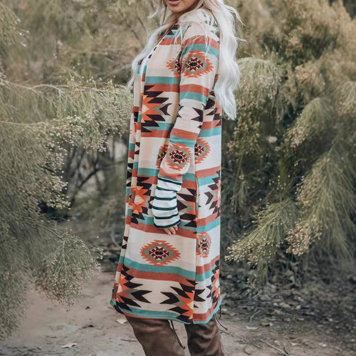 Kvinno långärmad kimono cardigan med unikt mönster Mirla-Eva Jonsson