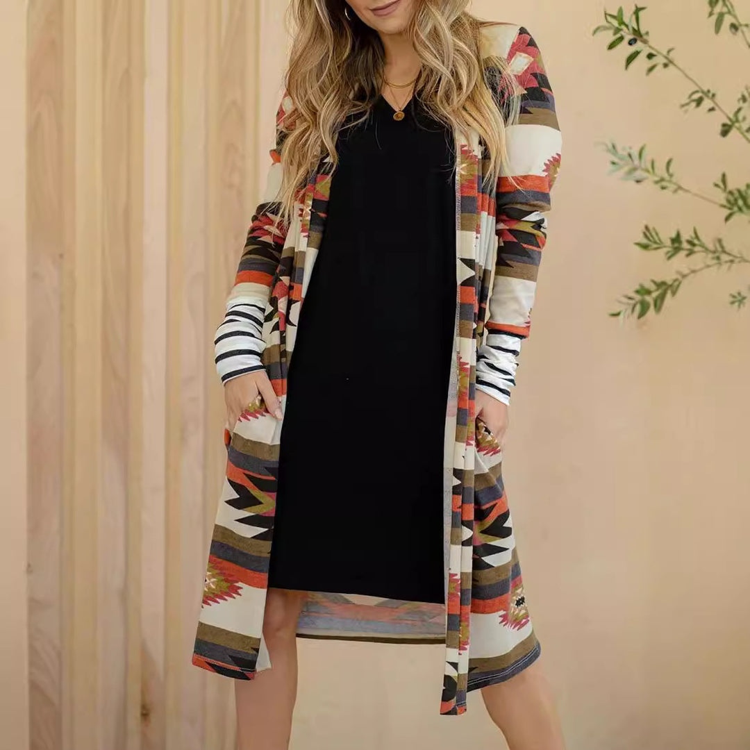 Kvinno långärmad kimono cardigan med unikt mönster Mirla-Eva Jonsson