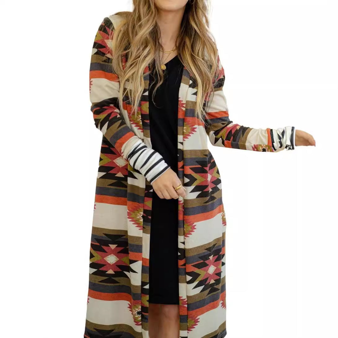 Kvinno långärmad kimono cardigan med unikt mönster Mirla-Eva Jonsson