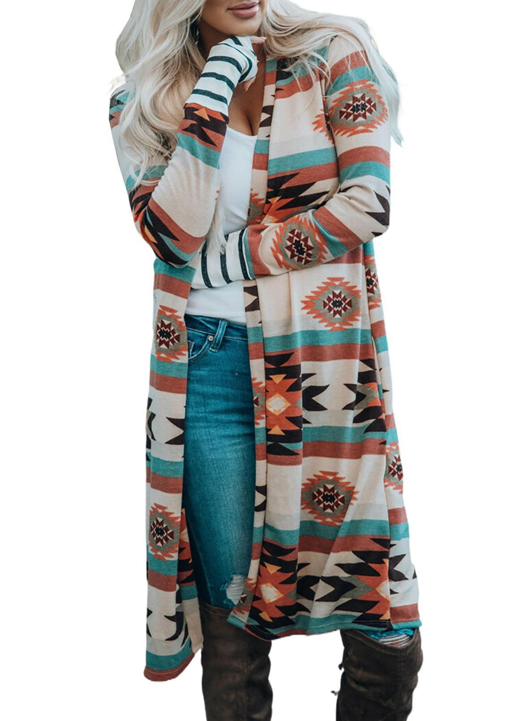 Kvinno långärmad kimono cardigan med unikt mönster Mirla-Eva Jonsson