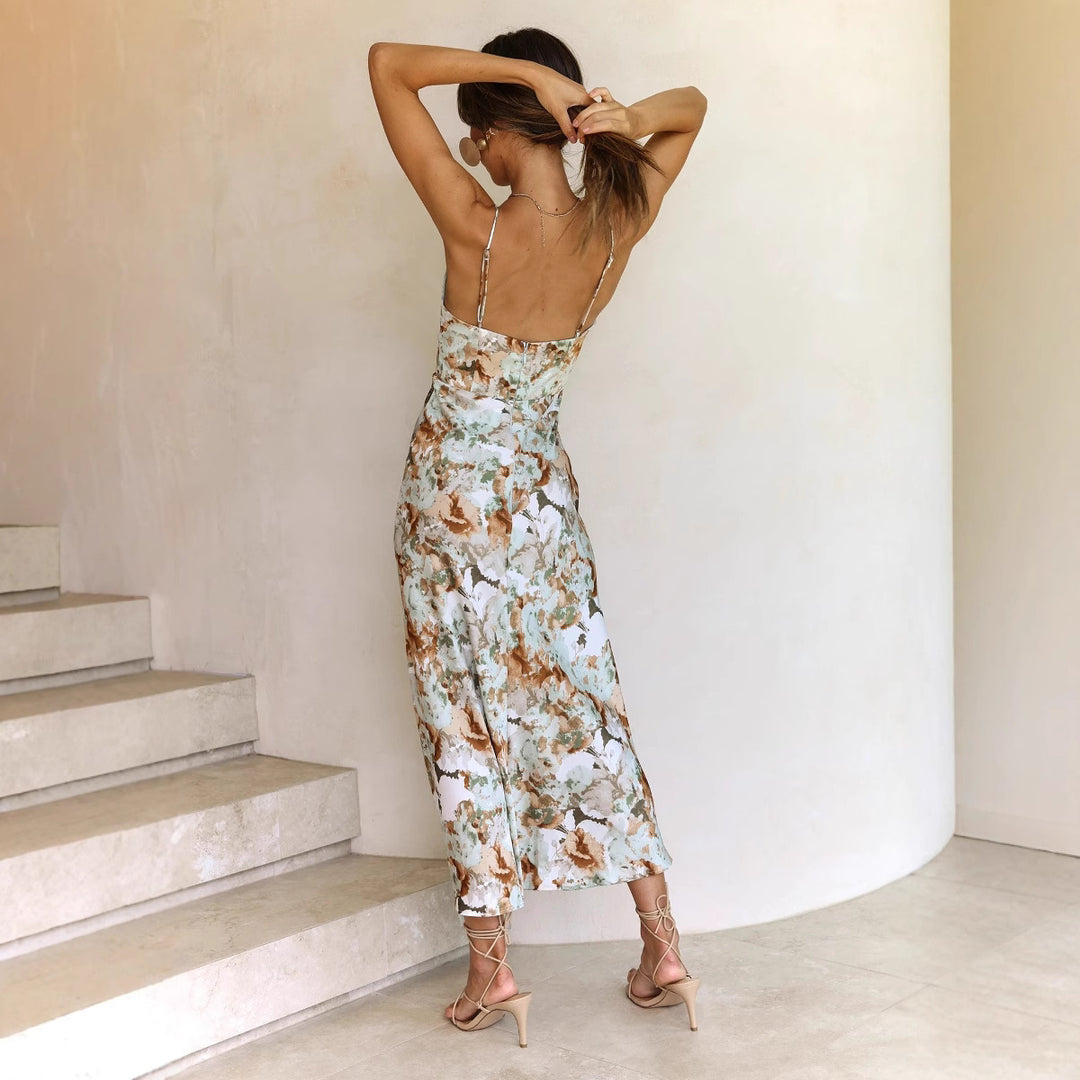 Kvinno maxi klänning med elegant blommönster-Eva Jonsson