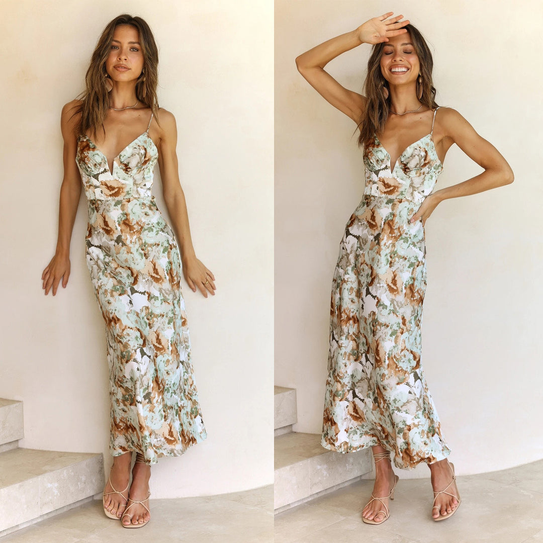 Kvinno maxi klänning med elegant blommönster-Eva Jonsson