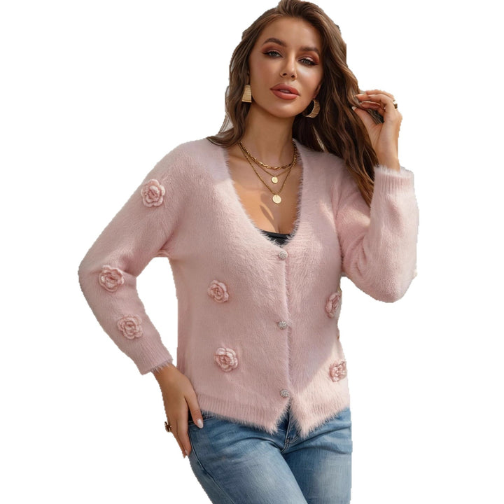 Kvinno mjuk cardigan med blommönster Mirla-Eva Jonsson