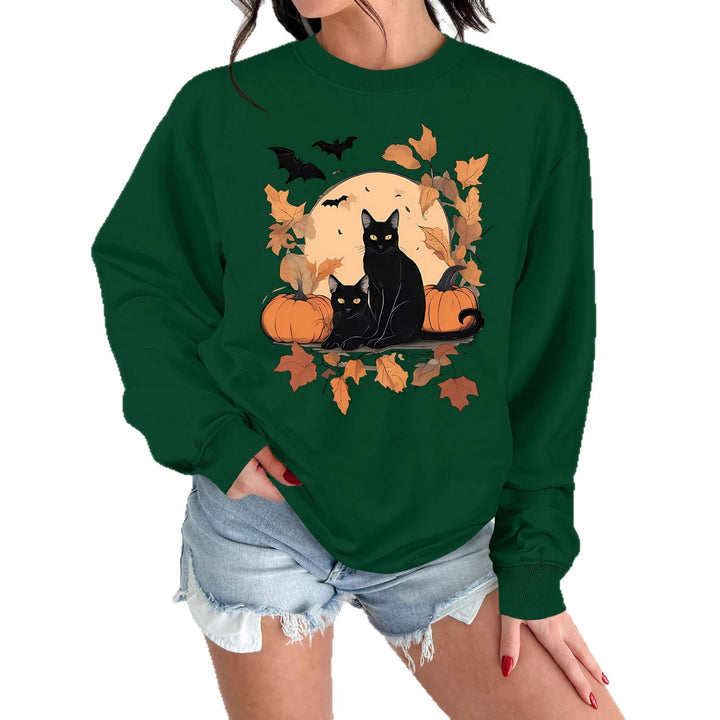 Kvinno sweatshirt med höstkatt och pumpa design Mirla-Eva Jonsson