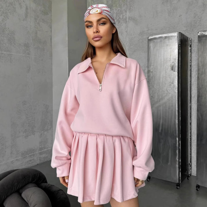 Kvinno sweatshirt med kort dragkedja och lös passform Mirla-Eva Jonsson