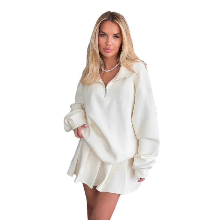 Kvinno sweatshirt med kort dragkedja och lös passform Mirla-Eva Jonsson