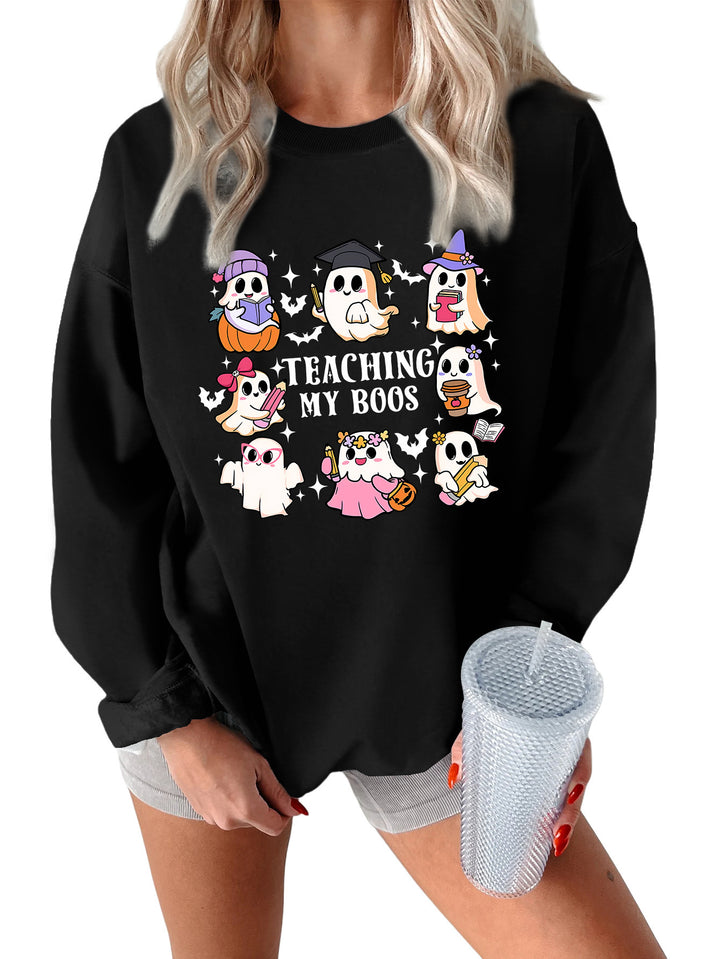 Kvinno sweatshirt med lekfull Halloween-design och avslappnad passform Mirla-Eva Jonsson