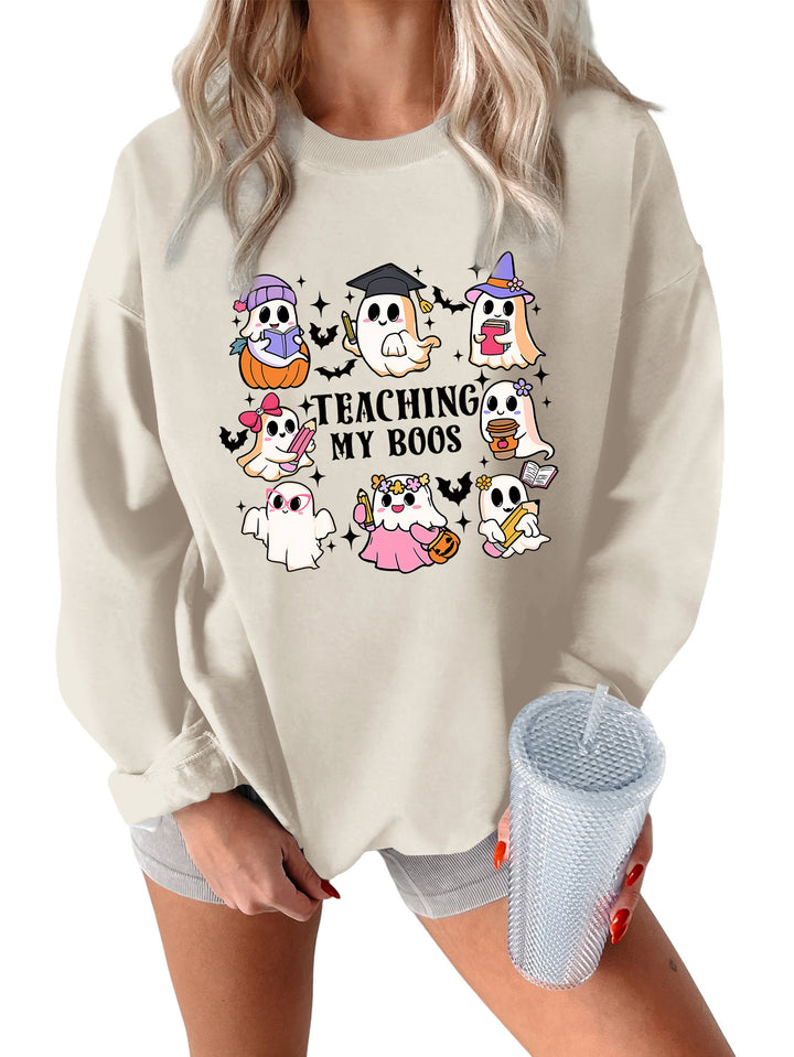 Kvinno sweatshirt med lekfull Halloween-design och avslappnad passform Mirla-Eva Jonsson