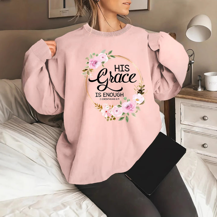 Kvinno sweatshirt med motiverande text och blommönster Mirla-Eva Jonsson
