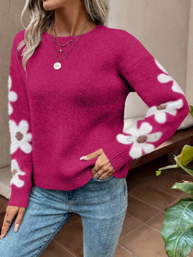 Kvinno-tröja med blommönster och strukturerad jersey Mirla-Eva Jonsson