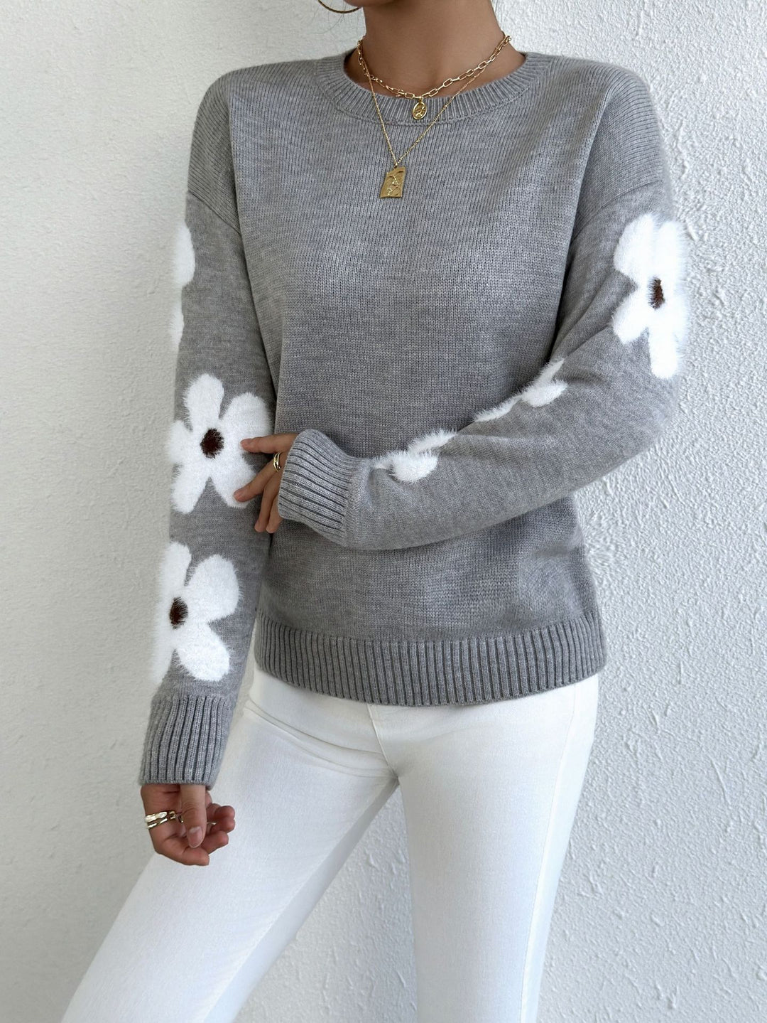 Kvinno-tröja med blommönster och strukturerad jersey Mirla-Eva Jonsson