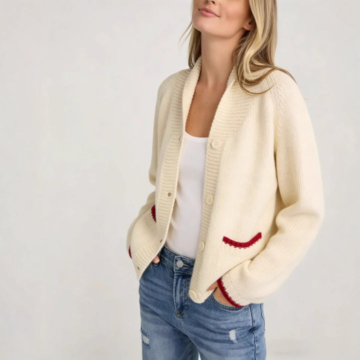 Kvinnoajacka med kreativ krabbmönster Mirla-Eva Jonsson