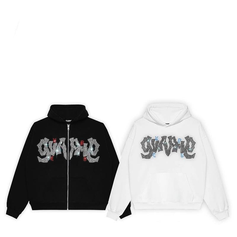 Kvinnohoodie med elegant glittrande design och heldragkedja Mirla-Eva Jonsson