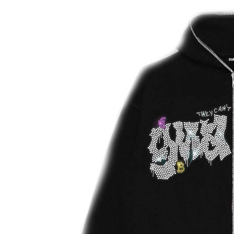 Kvinnohoodie med elegant glittrande design och heldragkedja Mirla-Eva Jonsson